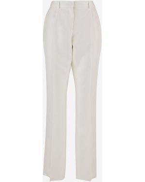 Balenciaga Tailored Slim Fit Wool And Silk Trousers - White
