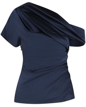 Jonathan Simkhai Acetate Blend One-Shoulder Top - Blue