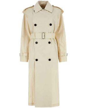 Burberry Ivory Gabardine Trench Coat - Natural