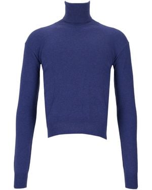 Saint Laurent Pull Col Roule Eco Cachemire G - Bleu