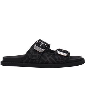 Fendi Slippers And Clogs Fabric - Black