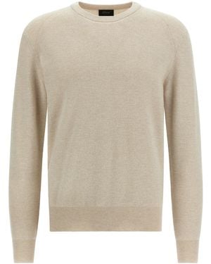 Brioni Geribbelde Trui - Naturel