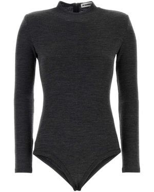 Jil Sander Charcoal Wool Bodysuit - Black