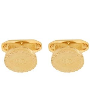 Dolce & Gabbana Cufflinks With Logo - Metallic