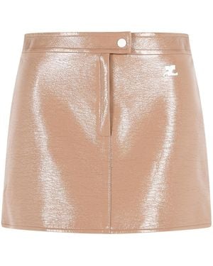 Courreges 'Reedition' 'Bronzer' Vinyl-Minirock - Natur