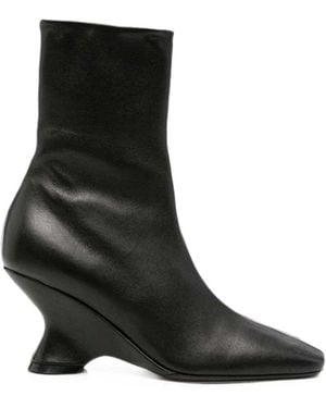 Dries Van Noten Schwarze Leder-Stiefeletten mit Absatz