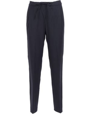 Fabiana Filippi Bistretch Wool Pleated Jogging Trousers With Filo Diamante - Blue