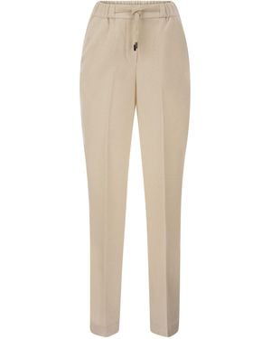 Peserico Tailored Virgin Wool, Cashmere And Metallic Fiber Jogger Pants - Natural