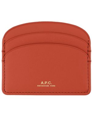 A.P.C. Roter lederkartenhalter demi lune