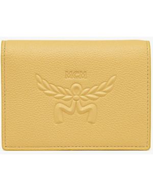 MCM Himmel Embossed Logo Leather Snap Wallet - Yellow