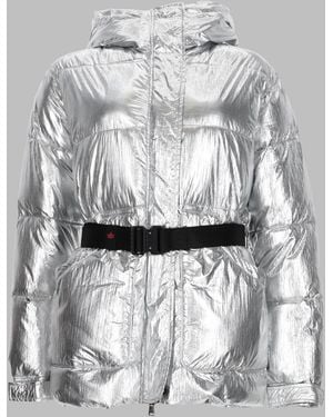 Canadian Metallic Puffer Jacket With Hood And Belt - Grey