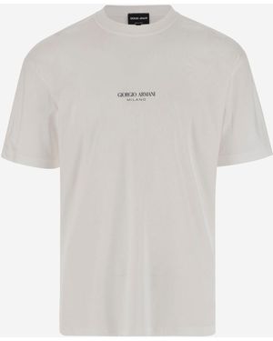 Giorgio Armani Cotton T-Shirt With Logo - Weiß