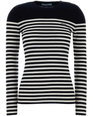 Prada Stripes Crew Neck Sweater - Black