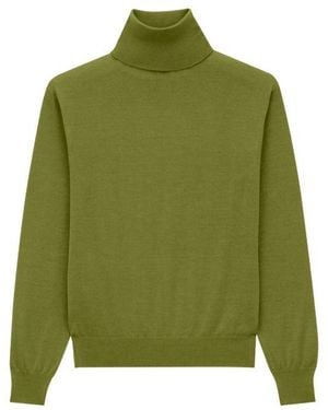 Saint Laurent Pull Col Roule Cachemire Laine - Grün