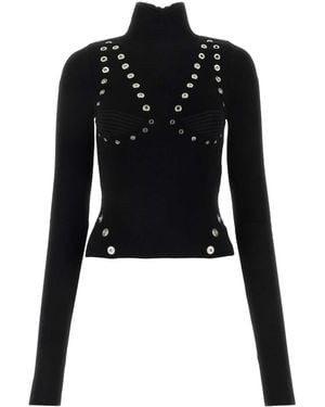 Off-White c/o Virgil Abloh Viscose Blend Knitted Top - Black