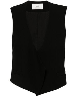 Ami Paris Wool Sleeveless Jacket - Black