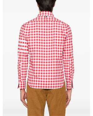 Thom Browne Rc Round Hem Zip Up Shirt W/ T Bar Puller - Red