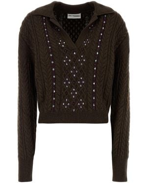 Des Phemmes Chocolate Nylon Blend Sweater - Black