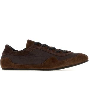 Cecilie Bahnsen Fabric And Suede Trainer - Brown