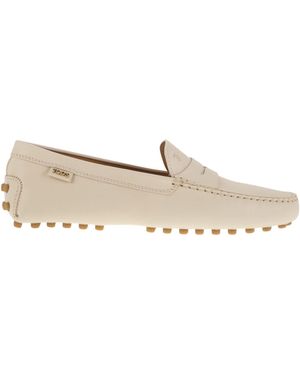 Tod's Leather Moccasin Rubber Sole - White