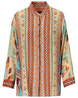 PAHIESA FORMENTERA Multicolored Shirt With Mandarin Collar