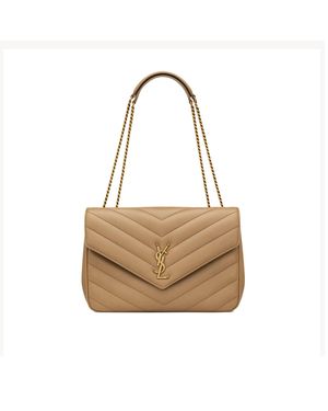 Saint Laurent Loulou Grote Schoudertas - Naturel
