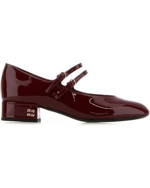 Miu Miu Burgundy Leather Court Shoes - Red