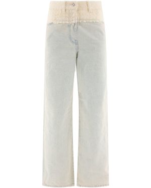 Givenchy Oversized Denim En Tweed Gemengde Jeans Met 4 G Detail - Grijs