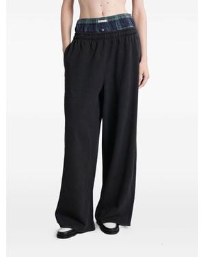 Acne Studios Straight Pants With Elasticated Waistband And Plaid Panel - Black