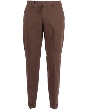 BRIGLIA Tailored Cuffed Straight-Leg Trousers - Brown
