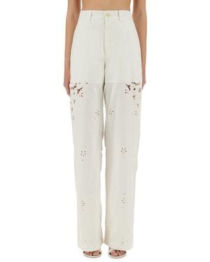 Marine Serre Upcycled Linen Pants - Natural