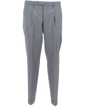 BRIGLIA Tailored Flap Straight-Leg Pants - Gray