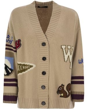 Weekend by Maxmara Cairo Wool Cardigan Con Intarsia - Neutro