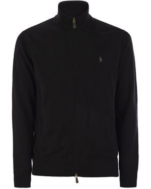 Polo Ralph Lauren Wool Jumper With Zip - Black