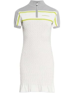 CASABLANCA Textured Mock Collar Mini Dress - White