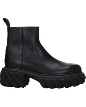 Off-White c/o Virgil Abloh Stivaletti Tractor Motor Uomo Pelle Nero - Black