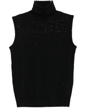 Emporio Armani Schwarzes Seiden- & Nylon-Top