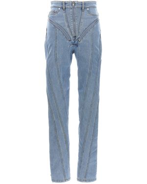 Mugler Zipped Spiral Jeans Celeste - Blu