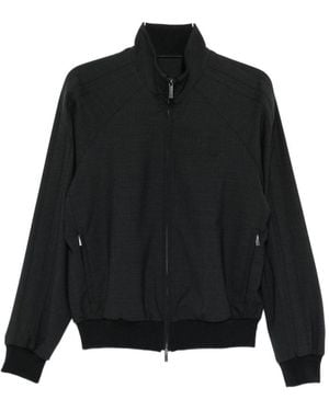 Emporio Armani Wool Blend Bomber Jacket - Black