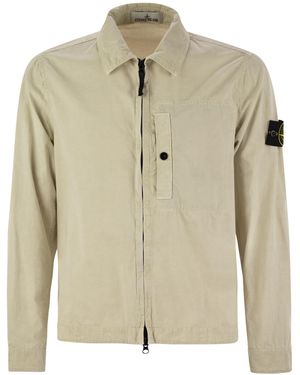 Stone Island Overshirt mit Brusttasche und zwei Wegen Reißverschluss - Natur