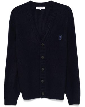 Maison Kitsuné Fox Head Wool Cardigan - Blue