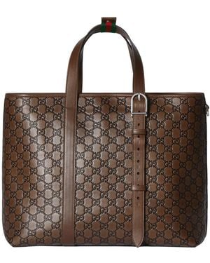 Gucci "Gg Emblem" Tote Bag - Brown