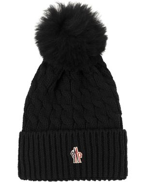 Moncler Wollen Hoed Met Pom Pom - Zwart