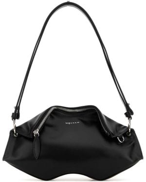 McQueen Nappa Leather Manta Clutch - Black