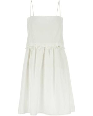 Miu Miu Poplin Mini Dress Cotton - White