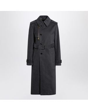 Burberry Long Ash-Coloured Cotton And Nylon Trench Coat - Black