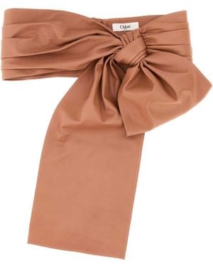 Chloé Bow Solid Tie Belt - Brown