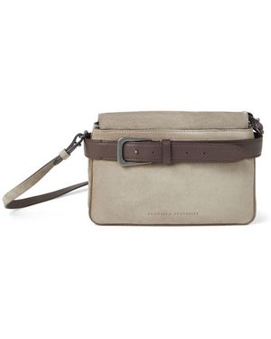 Brunello Cucinelli Suede Shoulder Bag - Grey