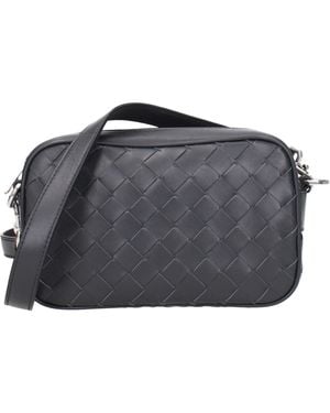 Bottega Veneta Herens Crossbody Cameratas Leer Grijs/leisteen - Zwart