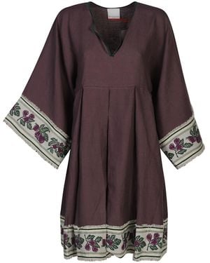 Ninaleuca Linen Short Dress - Purple